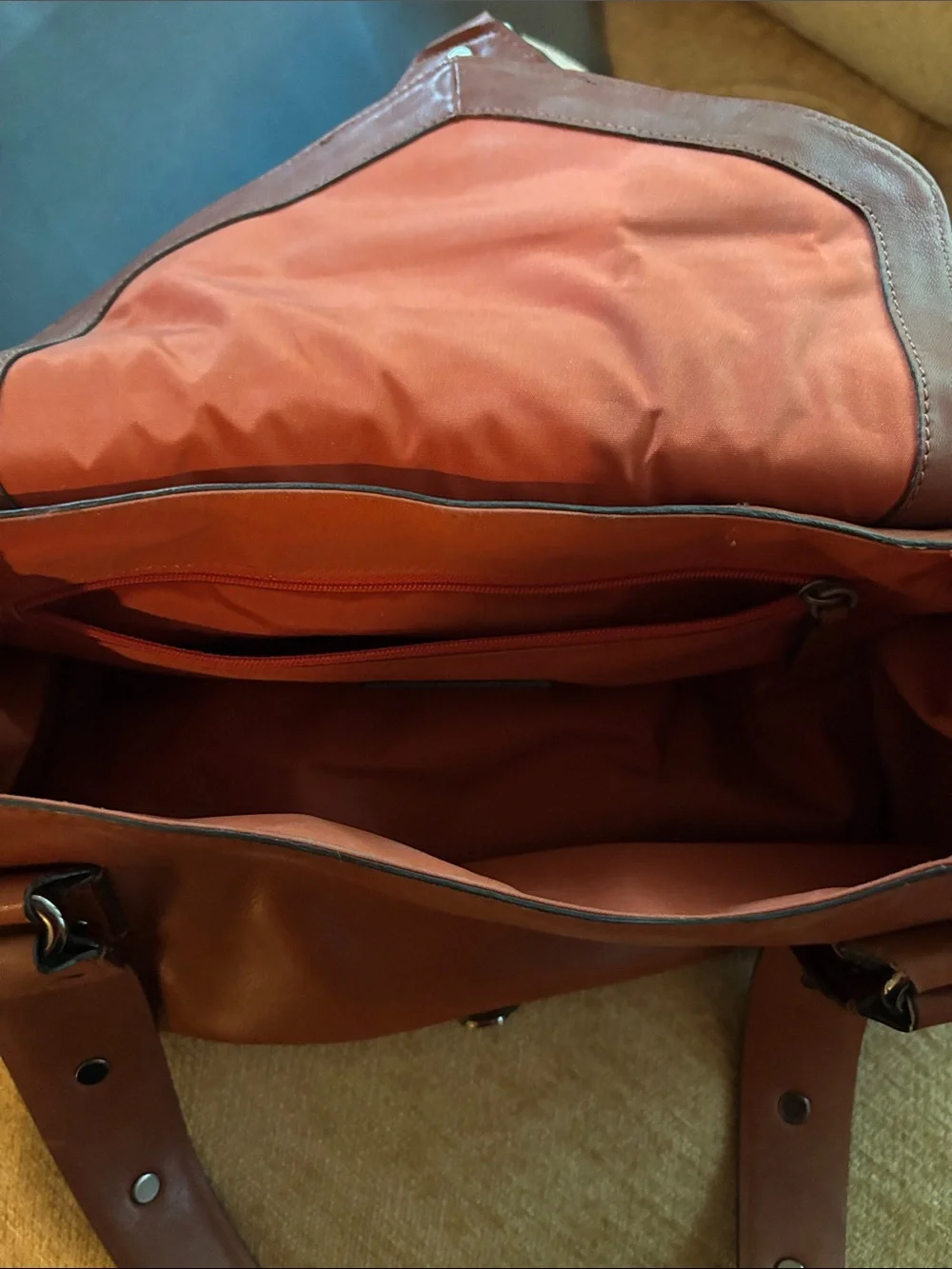 Cole Haan Brown Leather Stud-Accent Satchel Bag